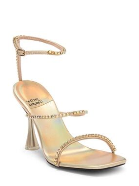 Jeffrey Campbell Demonic Ankle Strap Sandal GOLD IRIDESCENT, Size 7.5